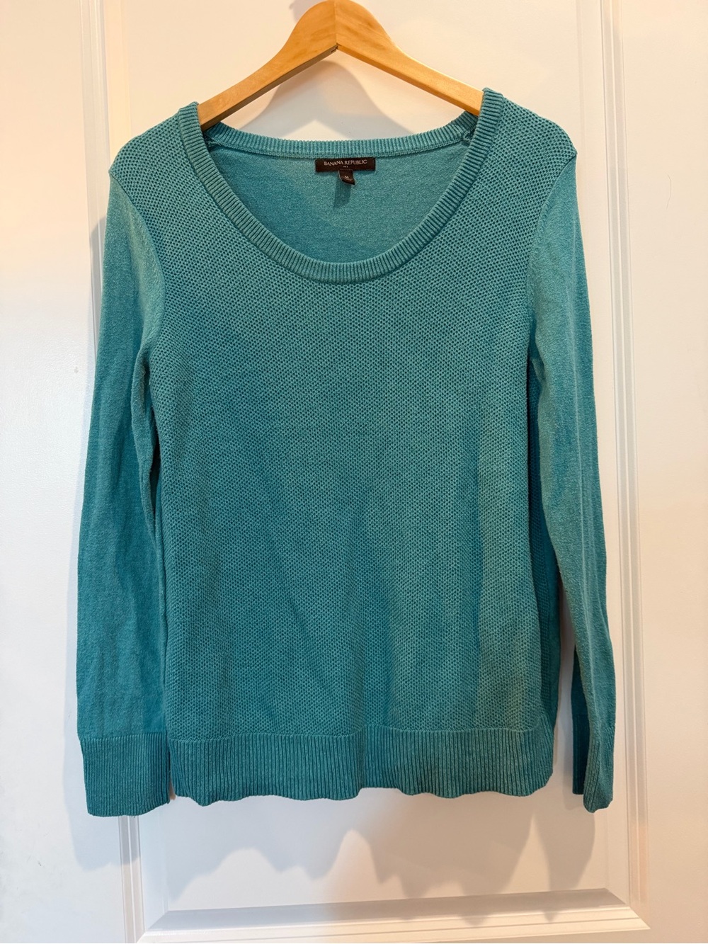 Banana Republic Turquoise‎ Textured Knit Sweater Medium Long Sleeve